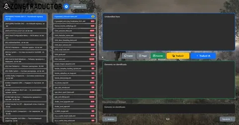 ZoneTraductor: la interfaz con un mod cargado
