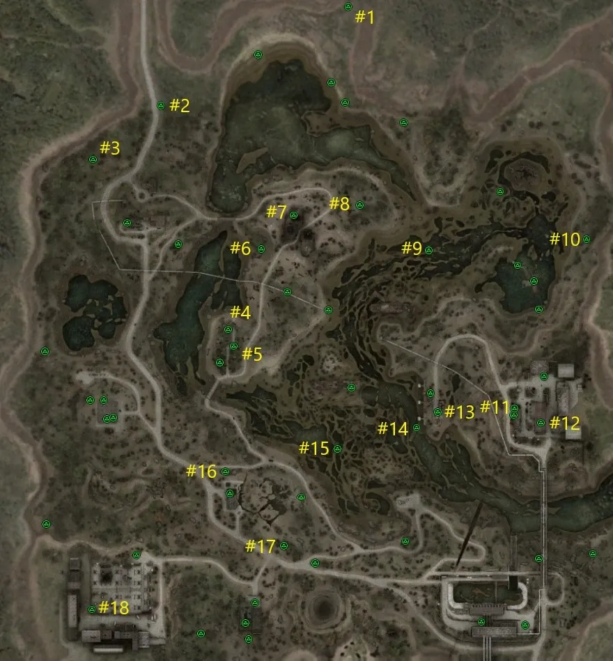 Escondite en el extremo norte de la zona, entre arbustos densos. Contiene: TRs-3